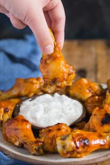 Pressure Cooker Chicken Wings recipe with Buffalo Sauce and Creamy Blue Cheese Dip! Pressure cooked in about 15 minutes. A perfect recipe for your Instant Pot or other electric pressure cooker #Instantpot #instapot #pressurecooker #instantpotrecipe #glutenfreepressurecooker #chickenwings #buffalowings #instantpotwings #bluecheesedip #glutenfree #cheesedip