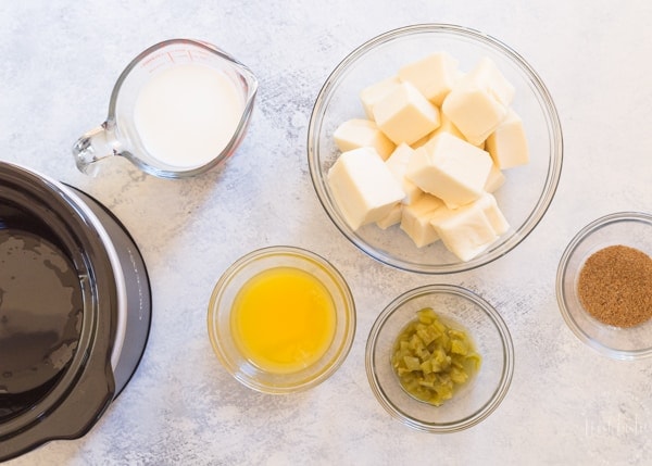 Ingredients for white queso dip