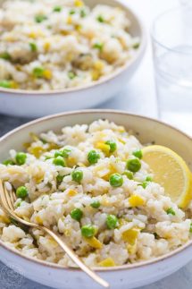Pressure Cooker Risotto with leeks, peas, tarragon, an easy gluten free pressure cooker recipe for ristto that's perfect for any electric pressure cooker or Instant Pot | www.glutenfreepressurecooker.com | #instantpot #instapot #pressurecookerrisotto #electricpressurecooker #glutenfreepressurecooker #glutenfreeinstantpot #glutenfree #instantpotrisotto