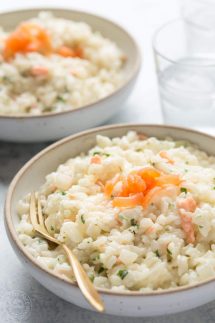 Instant Pot Risotto with Smoked Salmon and Mascarpone Cheese recipe, make it in your pressure cooker! | www.glutenfreepressurecooker.com | #instantpotrisotto #pressurecookerrisotto #instantpot #instapot #electricpressurecooker #glutenfreepressurecooker #glutenfreeinstantpot #glutenfree #salmon #smokedsalmon