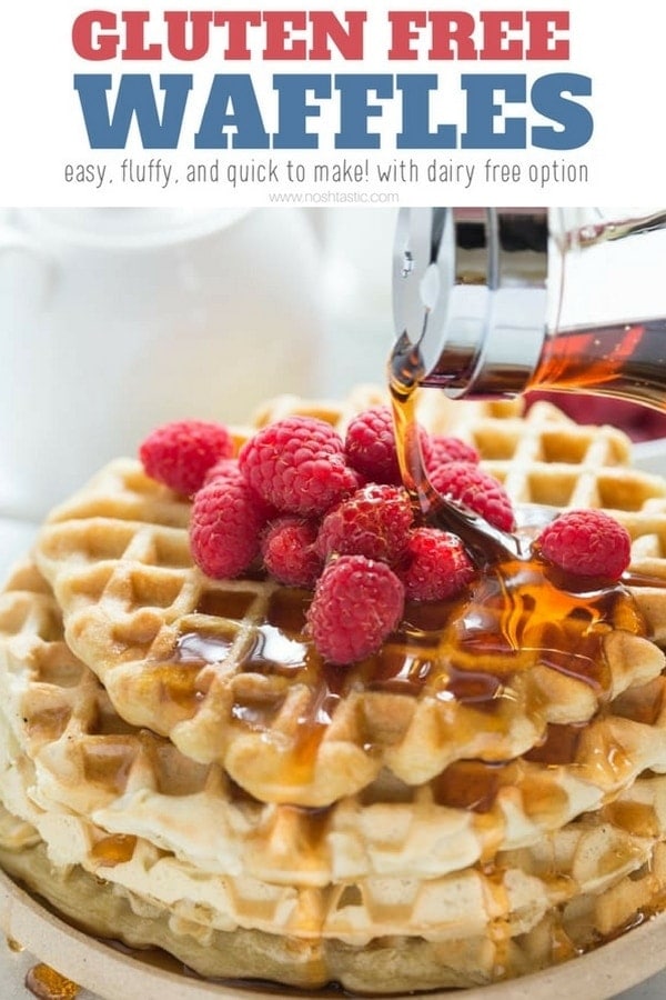 Gluten Free Waffles Recipe that you can make from scratch at home! So easy to prepare this gluten free breakfast, a perfect recipe for making with your children! | www.noshtastic.com | #glutenfree #noshtastic #glutenfreerecipe #glutenfreewaffles #glutenfreebreakfast