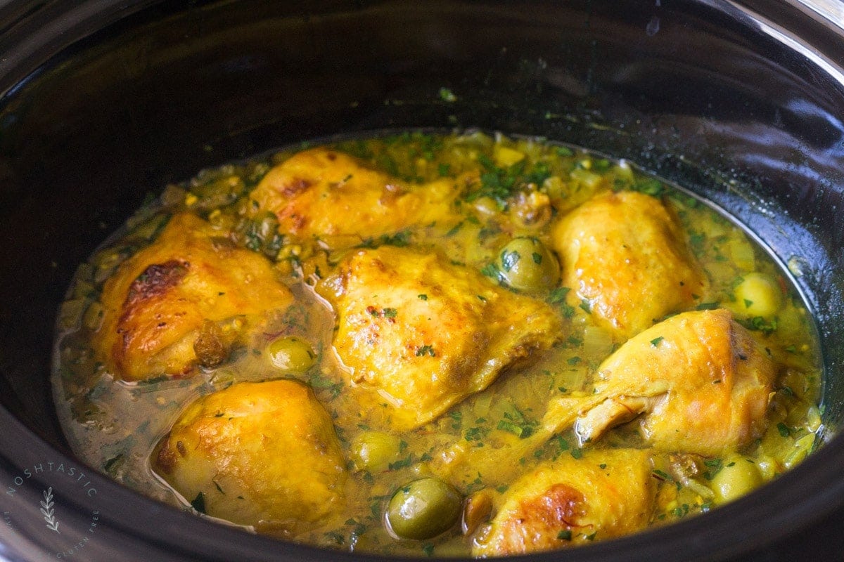Chicken tagine with olives in a slow cooker