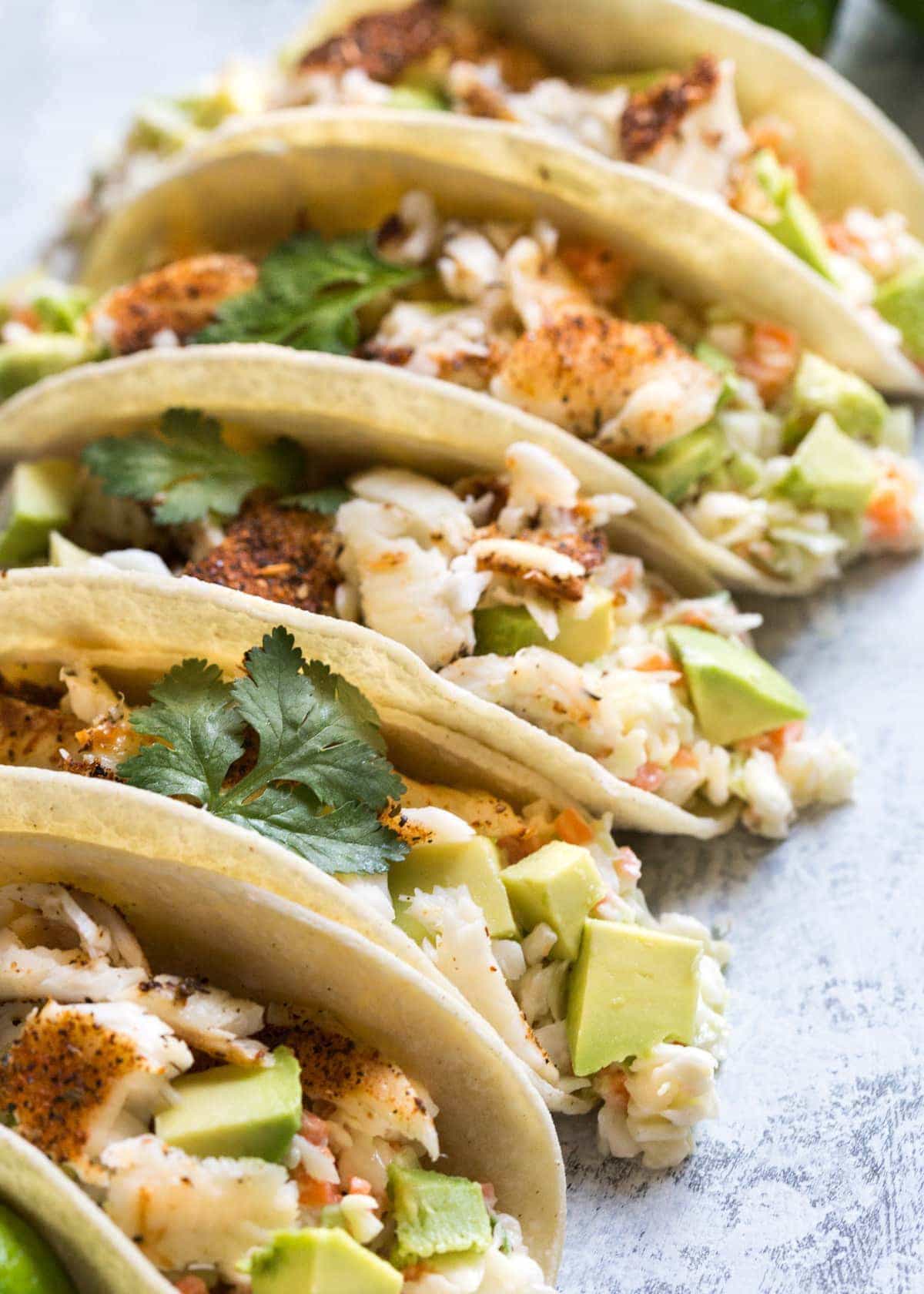 Fish tacos with avocado