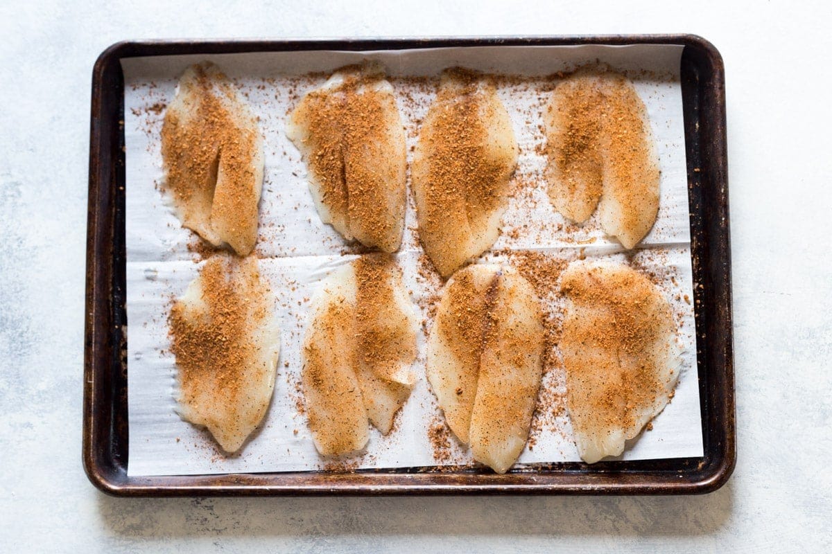 tilapia on a sheet pan