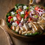 Grilled Greek Chicken Salad with delicious homemade Red wine Vinaigrette and Feta Cheese | www.noshtastic.com | #greekchickensalad #greeksalad #grilledchicken #glutenfreechicken #glutenfreesalad #glutenfree #noshtastic #glutenfreerecipe