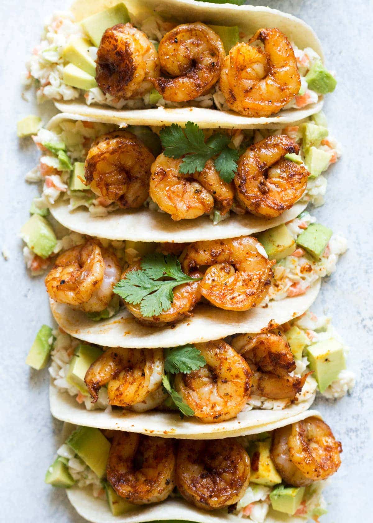 Overhead photo of Shrimp Tacos