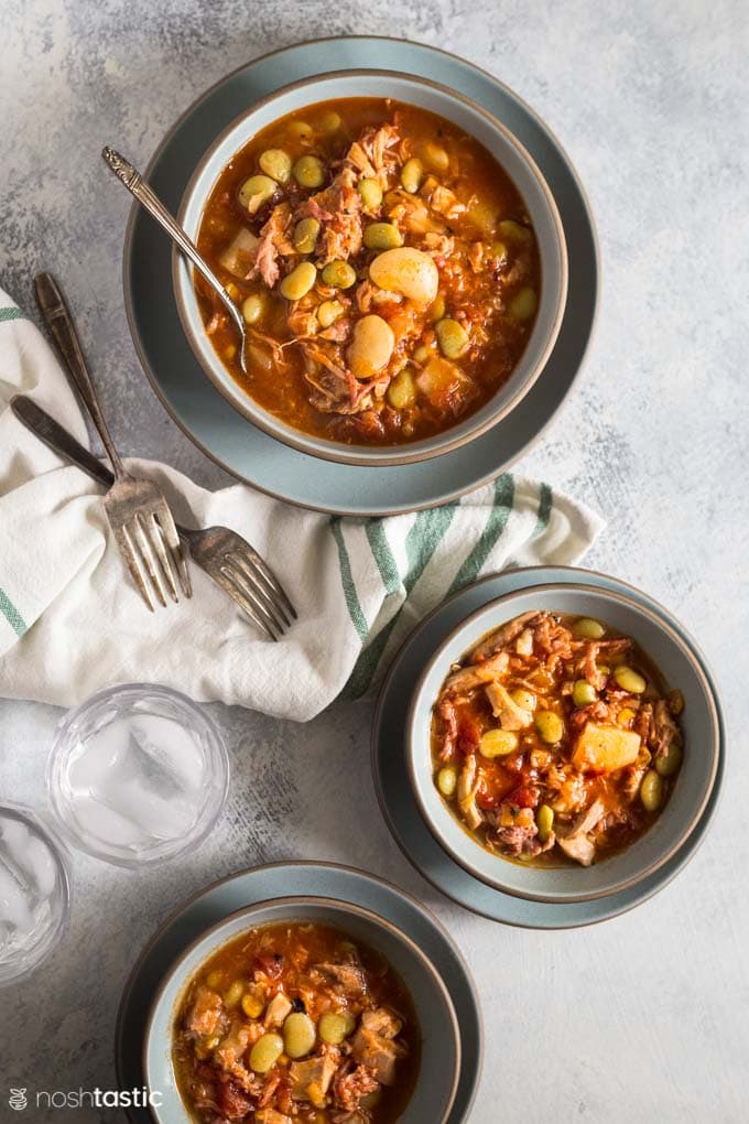 Instant Pot Brunswick Stew in bowls