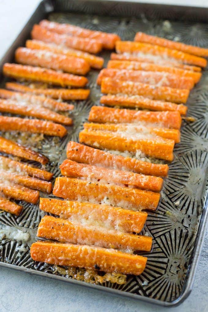 Oven roasted parmesan carrots