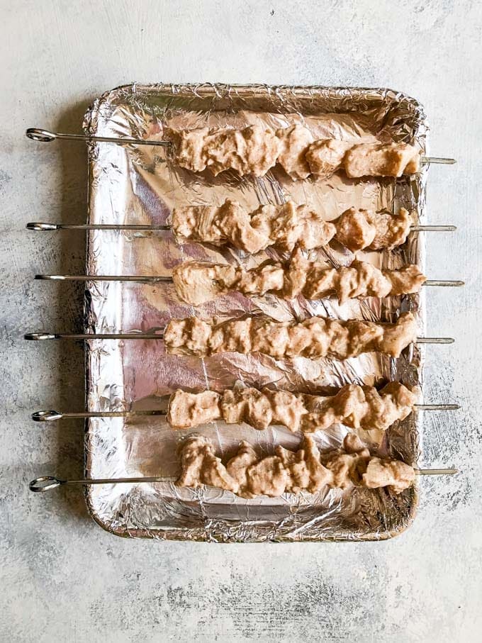 Chicken Tikka skewers for grilling