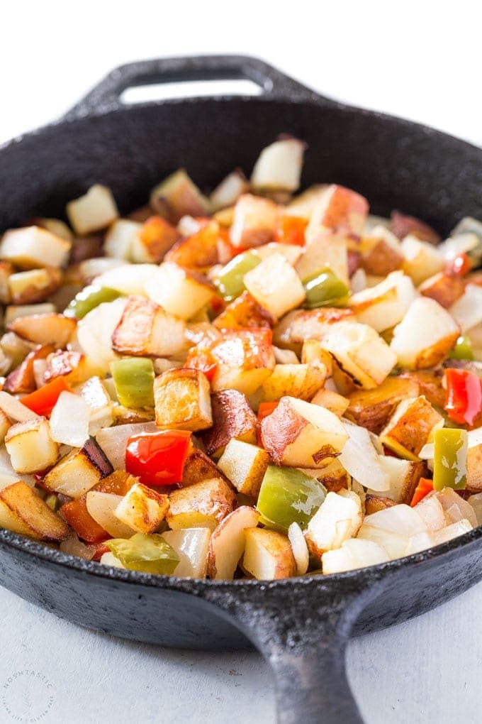 Potatoes O Brien Recipe, skillet potatoes with bell peppers and onions