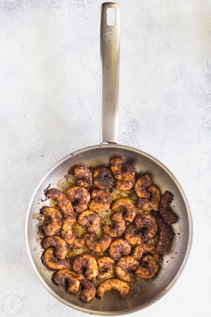 blackened shrimp in a pan