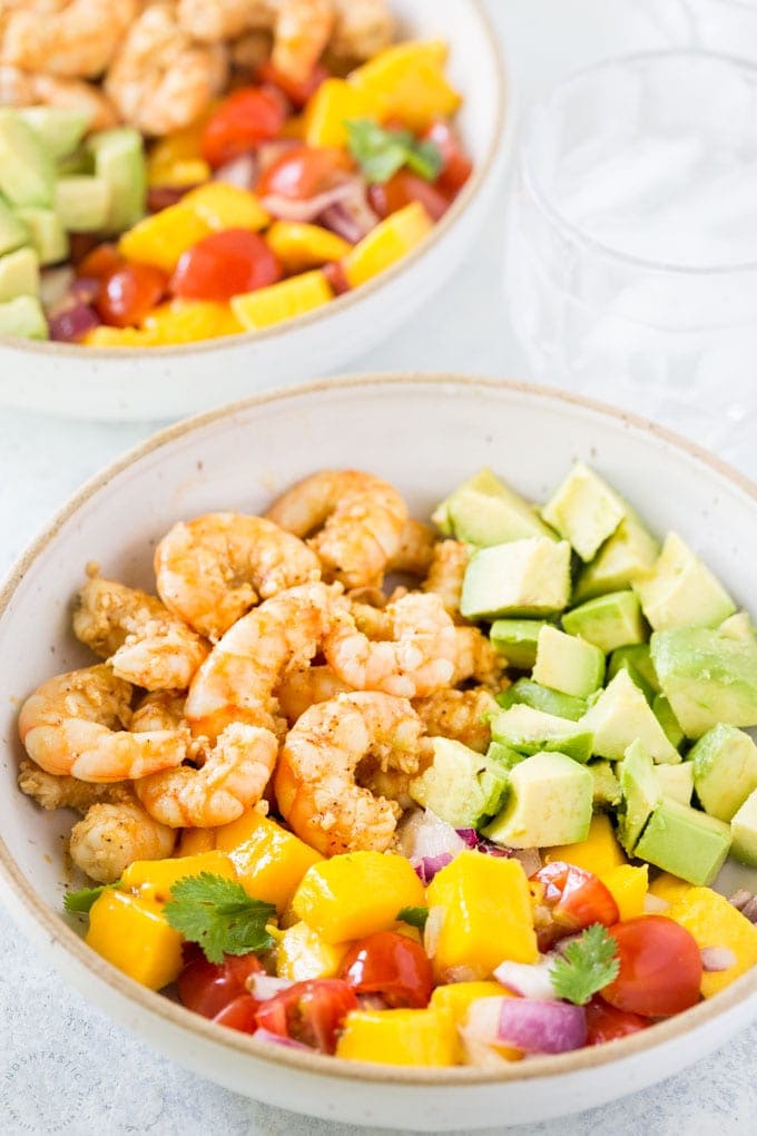 Shrimp Taco bowl with tomato