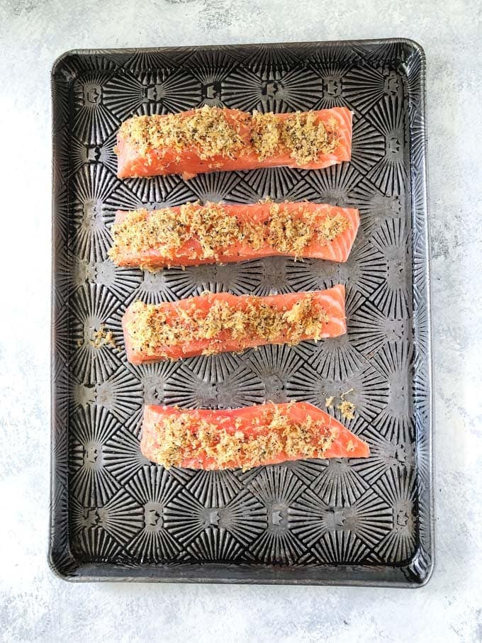 salmon on a sheet pan