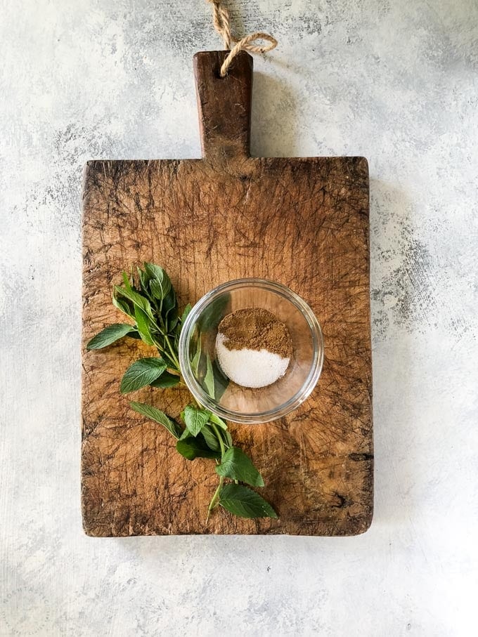 mint on a chopping board