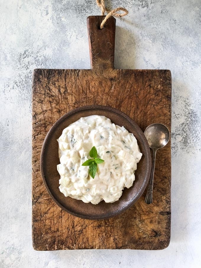 Indian Raita with cucumber and mint