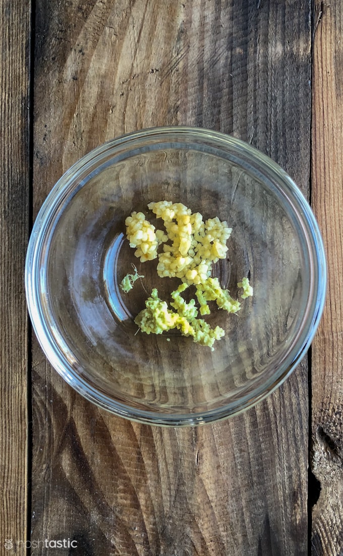 chopped garlic and ginger in a bowl