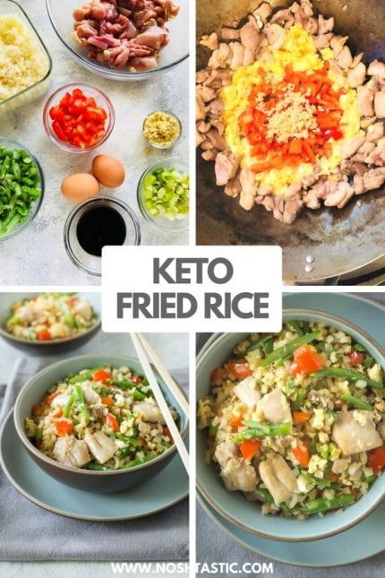 Keto Low Carb Chicken Fried Rice - Noshtastic