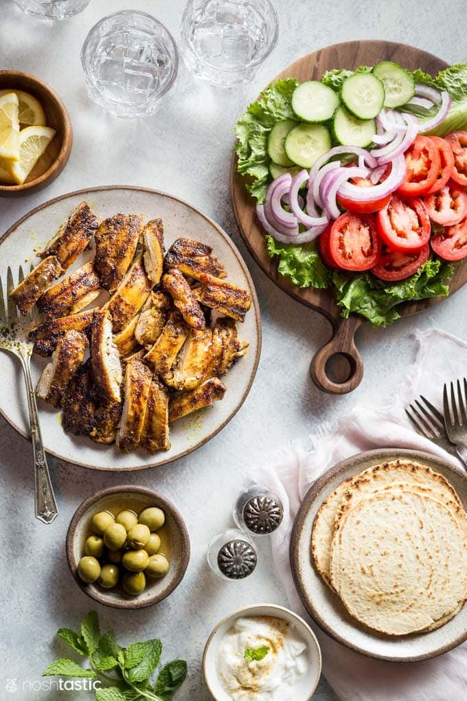 Chicken Shawarma Recipe, an easy Lebanese style recipe that's low carb, keto, Paleo and Whole30 compliant, a perfect healthy weeknight chicken dinner! | www.noshtastic.com | #chicken #shawarma #lebanese #easy #quick #marinade #lowcarb #noshtastic #glutenfree #keto #ketodiet #ketogenic #ketorecipes #ketogenicdiet #paleo #paleodiet #whole30 #w30