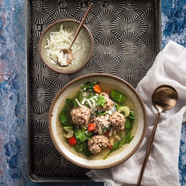 Italian Wedding soup with cheese