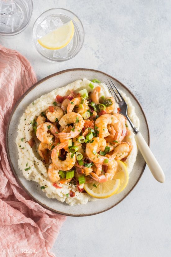 Low Carb Keto Shrimp and Grits Noshtastic
