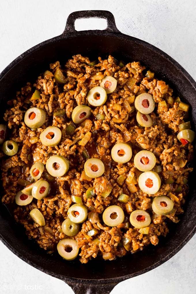 close up of picadillo