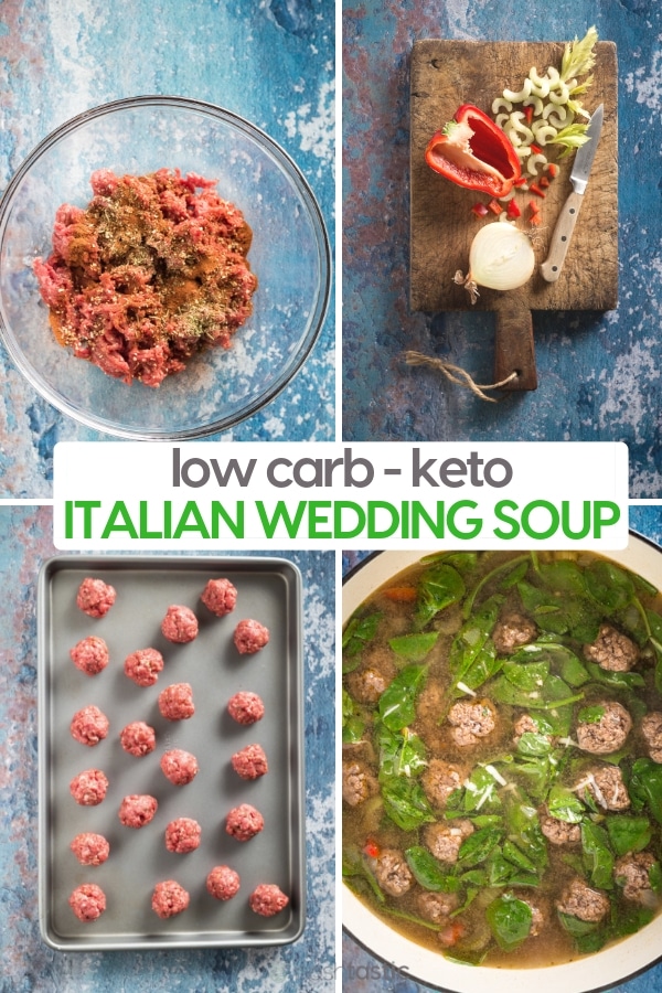 Step by step photo for making low carb Italian Wedding Soup Recipe