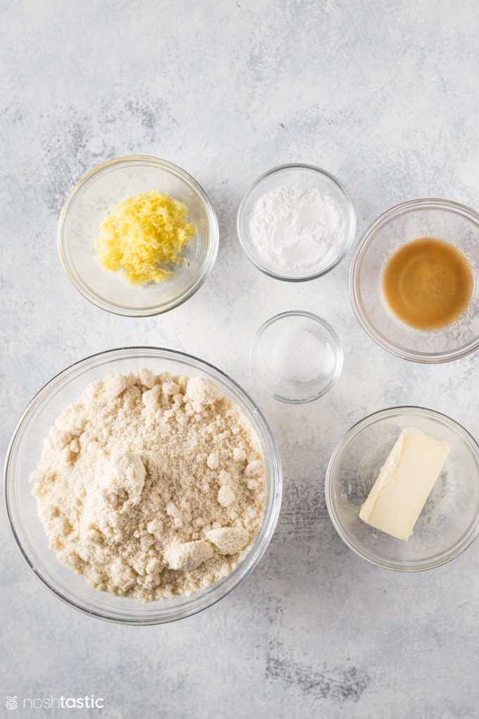 Dry Ingredients for low carb blueberry cake 