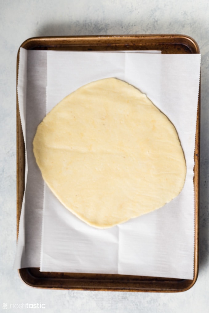 rolled out fathead pizza dough