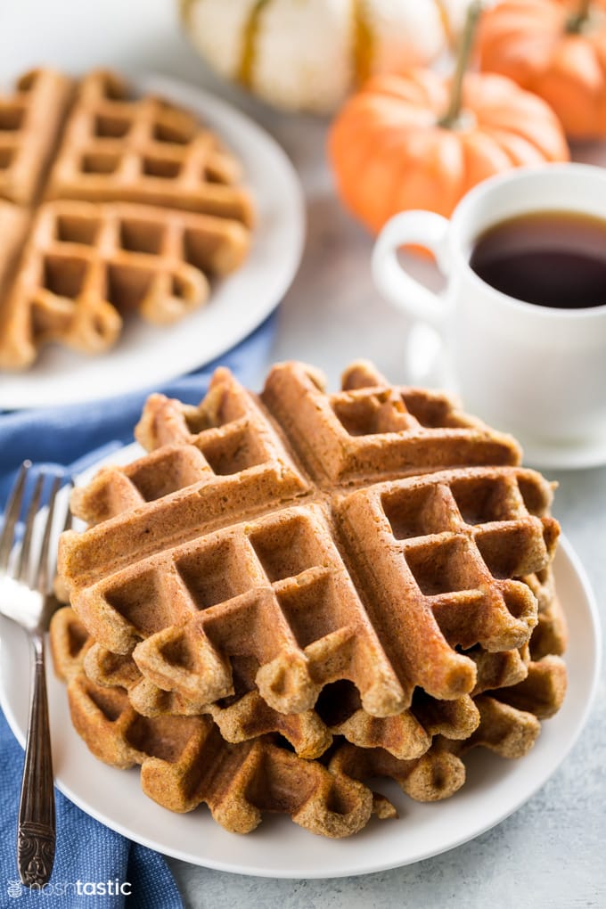 Low CArb pumpkin waffles on table