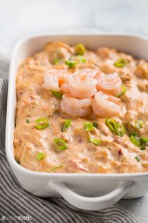 Hot Shrimp Dip in a serving dish