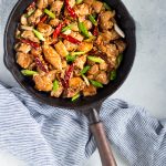 Low Carb General Tsos Chicken recipe in a skillet
