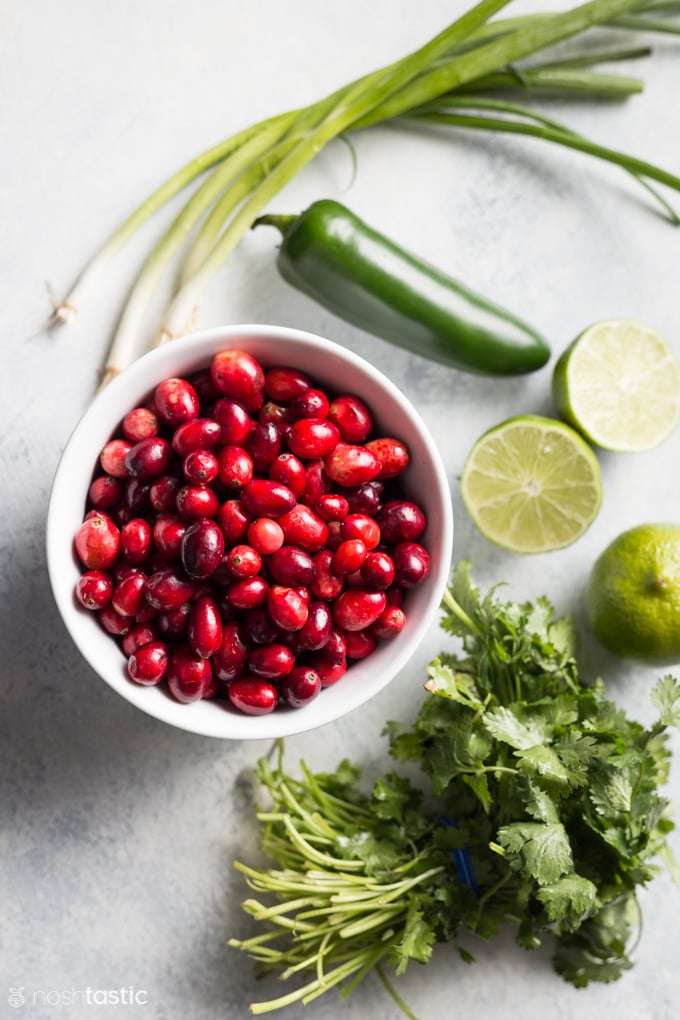 cranberries and vegetables for salsa recipe 