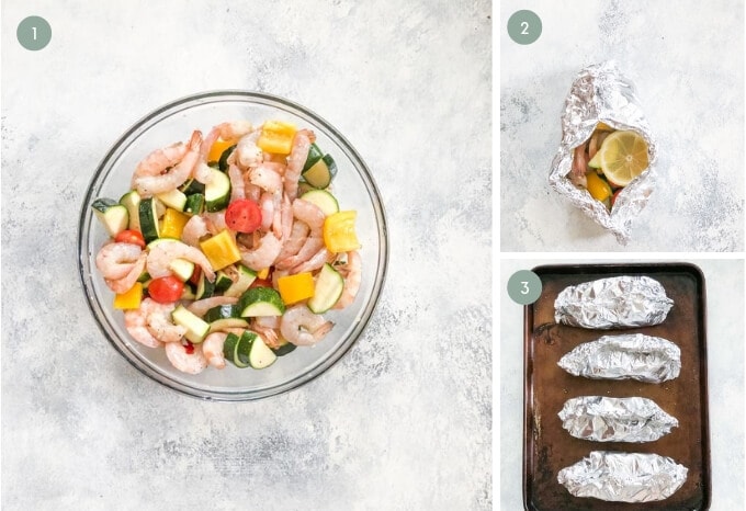 step by step guide to making shrimp foil packets