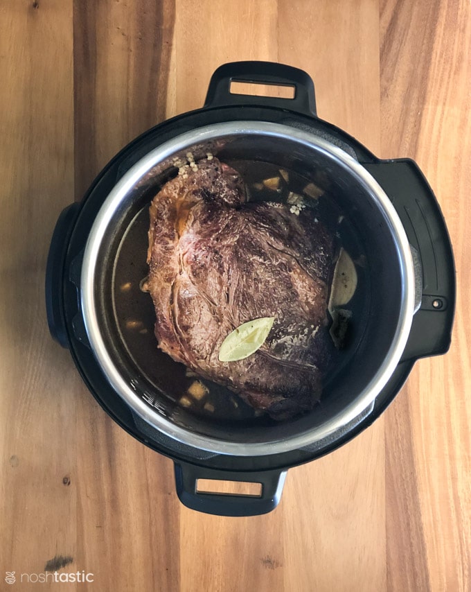 Pot roast in a pressure cooker