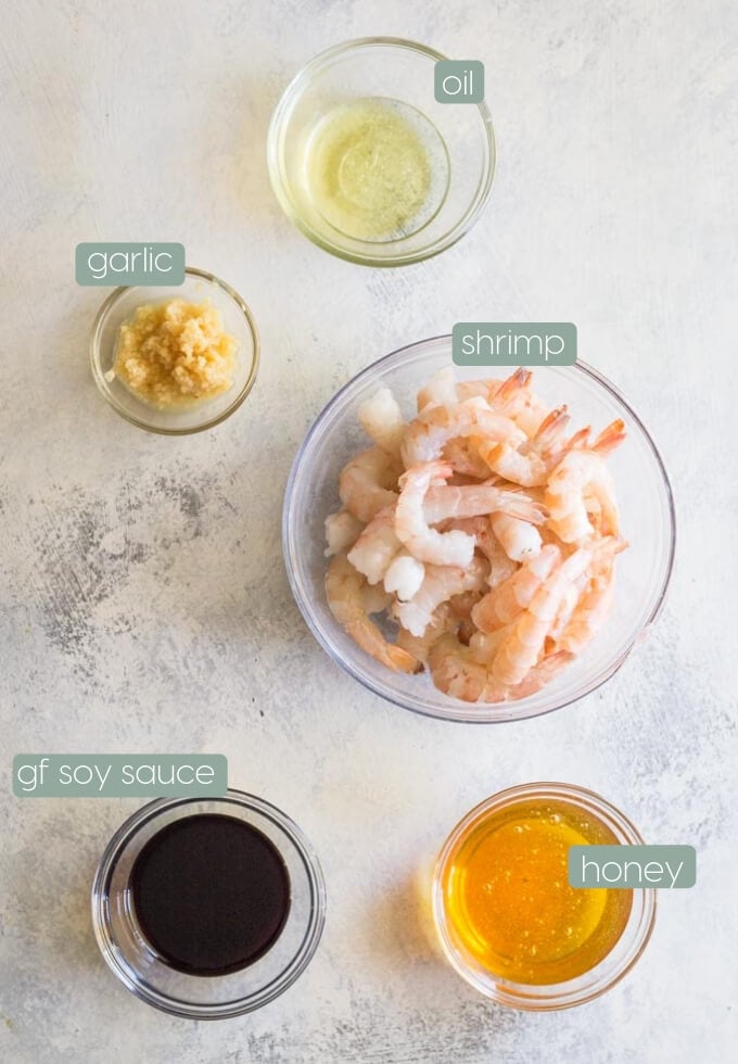 ngredients on a table for making honey garlic shrimp