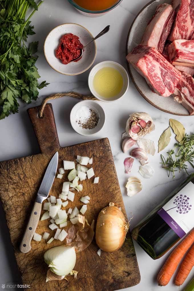 Ingredients laid out for making Instant pot short ribs