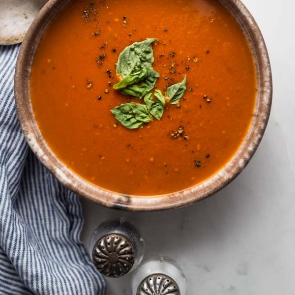 instant pot tomato basil soup recipe photo recipe, gluten free, paleo and whole30