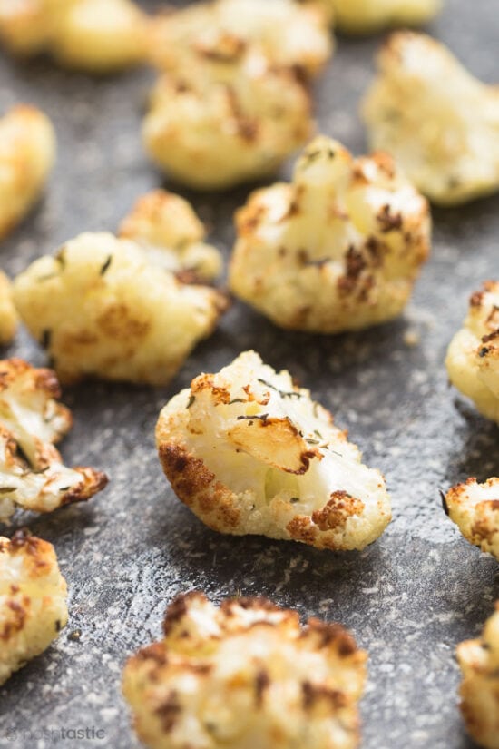 air fryer roasted cauliflower on a board