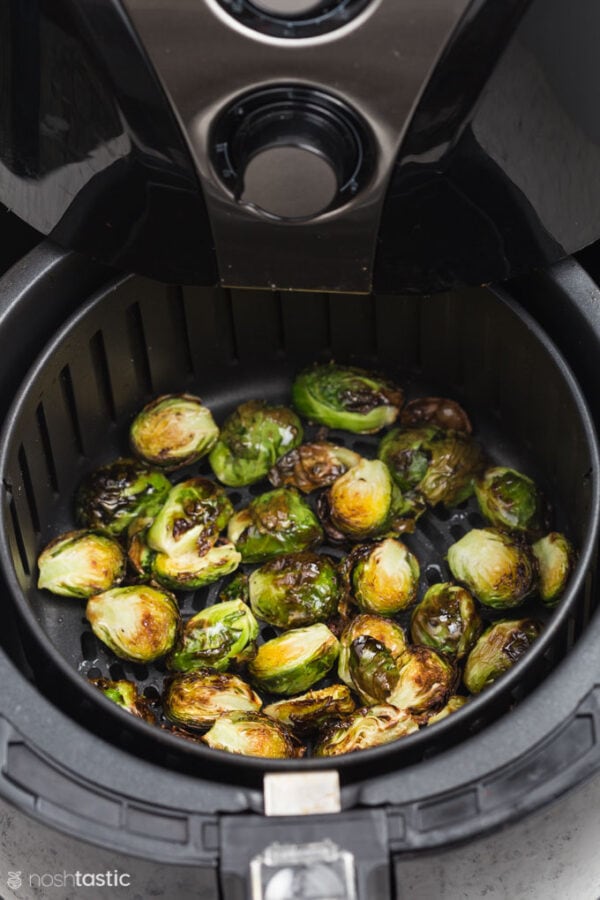 Brussels Sprouts in air fryer basket