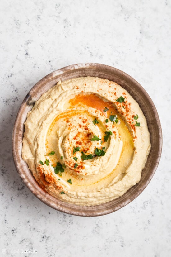 Homemade Instant pot hummus in a bowl