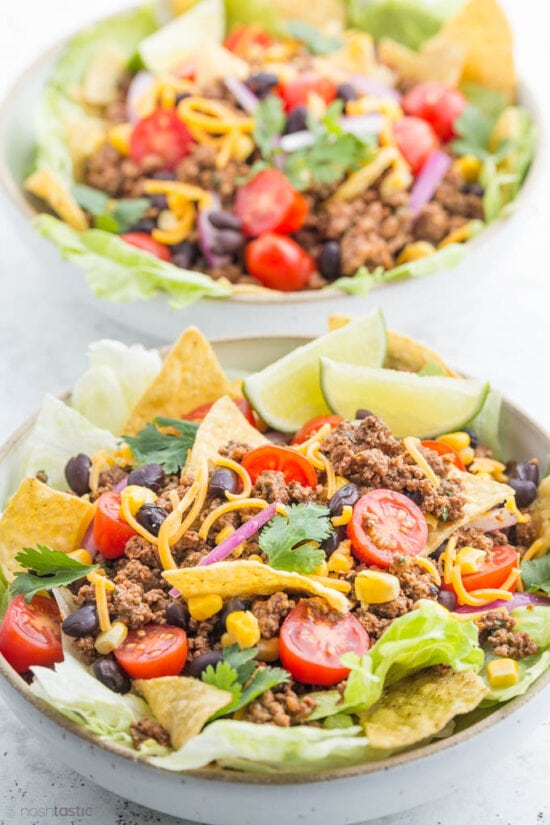 Taco Salad in two bowls