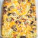 breakfast casserole in glass baking pan