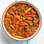 Cooked Hungarian Goulash in a Dutch Oven