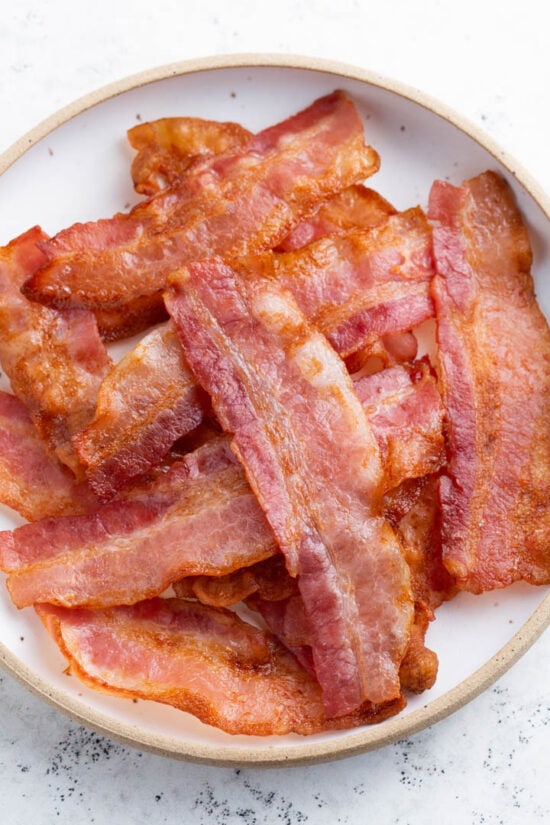 slices of bacon on a plate