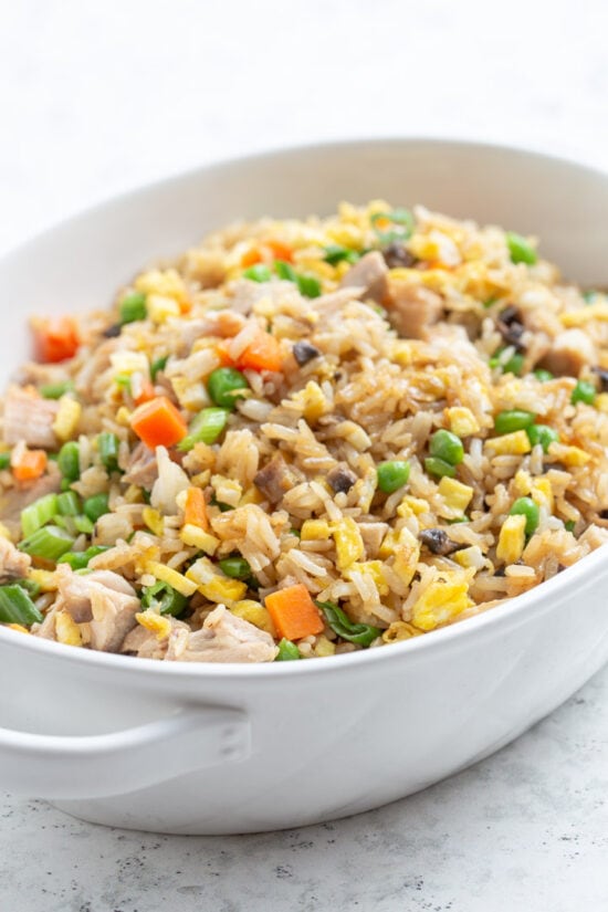 Egg fried rice in white dish