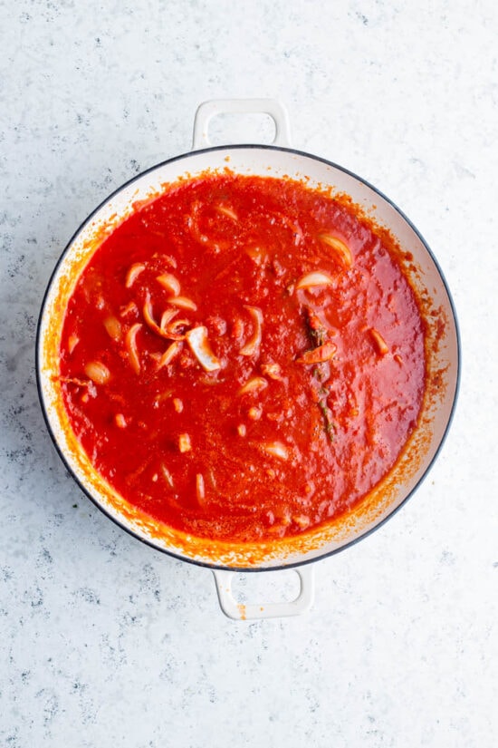 tomato sauce in a pan