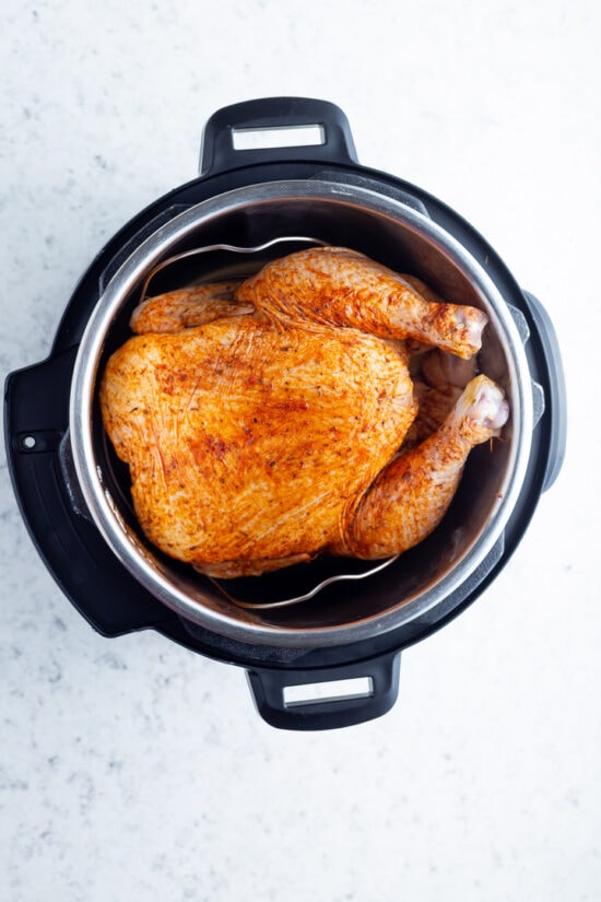 uncooked chicken in pressure cooker