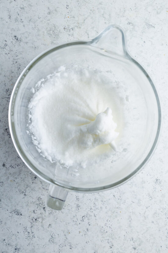 whipped egg white in a bowl