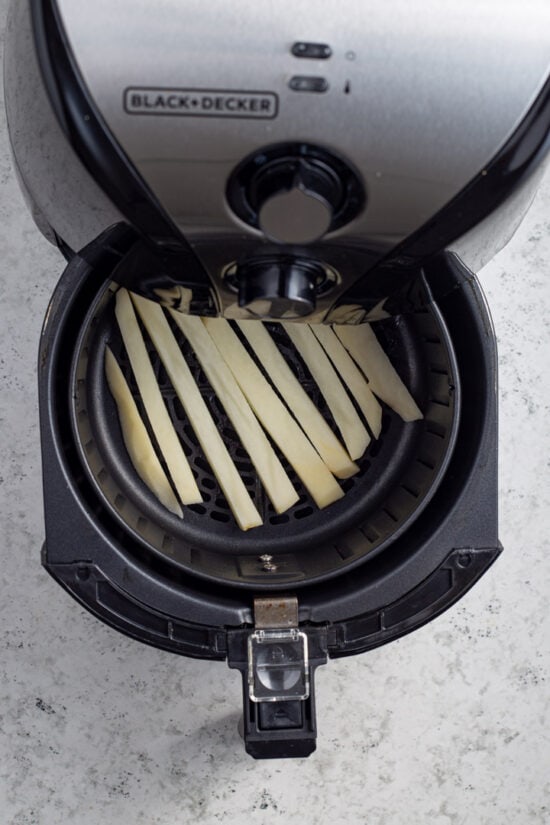 uncooked fries in air fryer