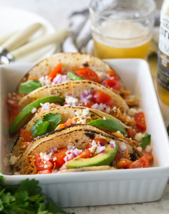 chicken tacos in a pan